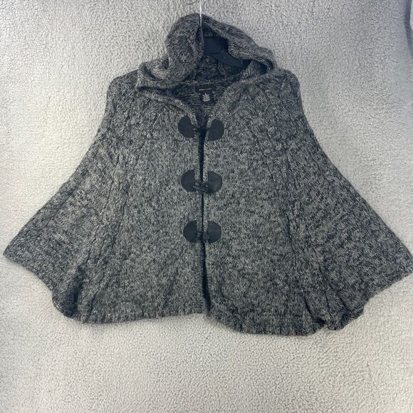 BCBG Maxazria Womens Cardigan Sweater Cape Wool Mohair Blend Grey Chunky L - Picture 13 of 13